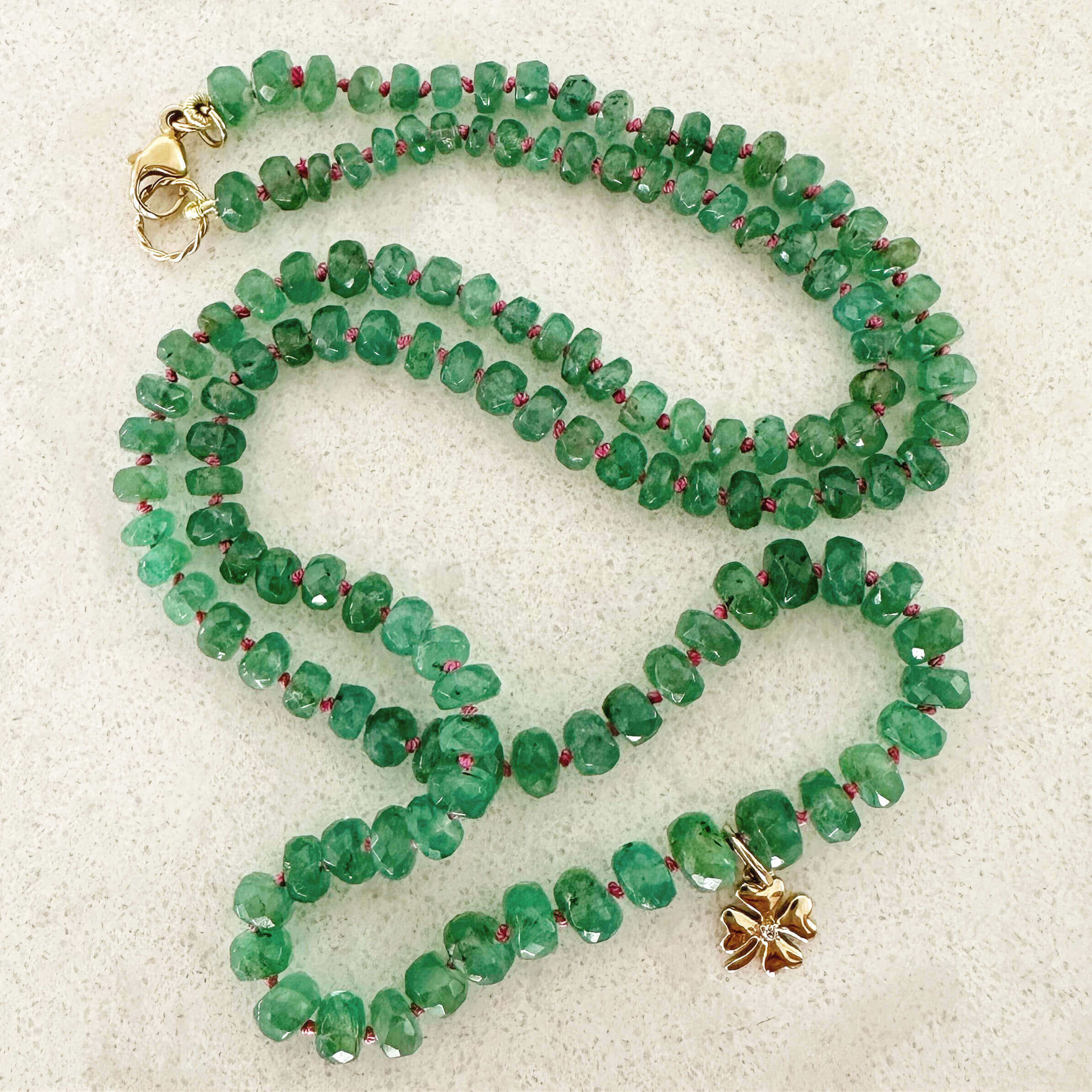 Diamond Clover Emerald Necklace